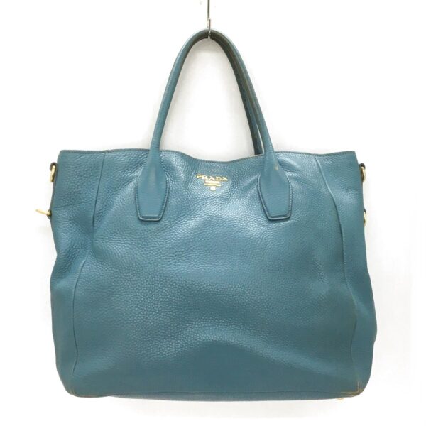 37613277 1 Prada Tote Bag Leather Tag Leather Blue