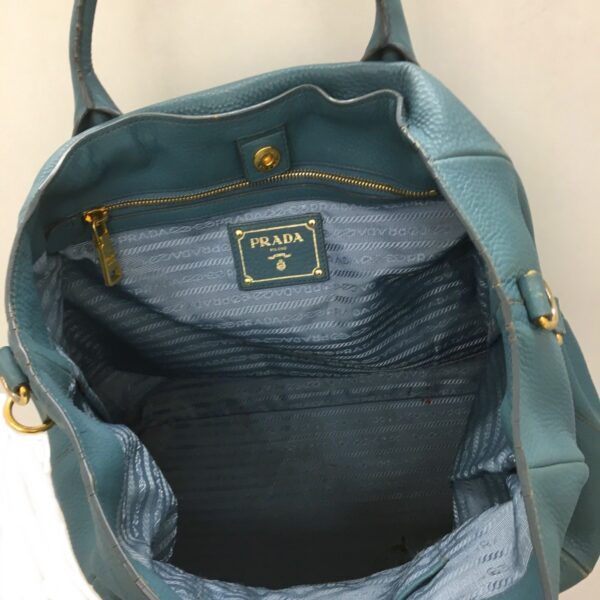 37613277 7 Prada Tote Bag Leather Tag Leather Blue