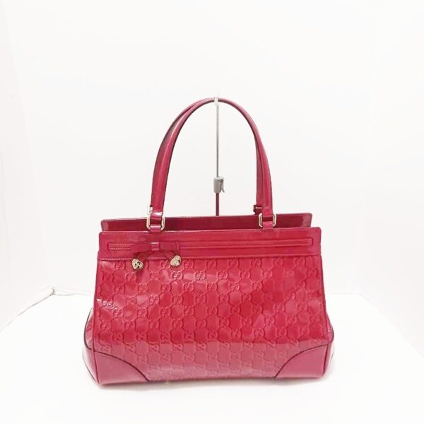 37618001 1 Gucci GG Pattern Candy Handbag Enamel Leather Red