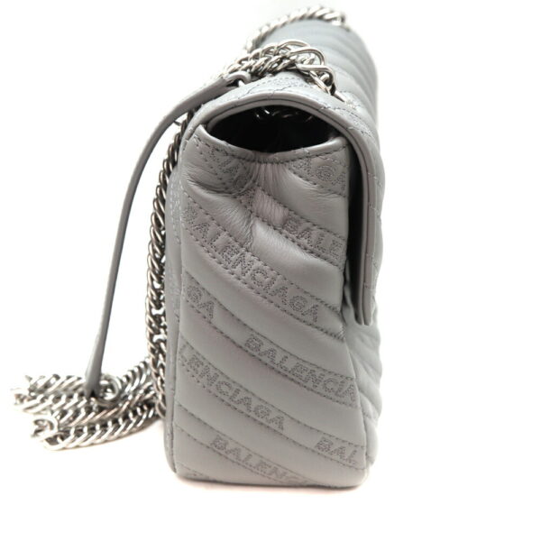 3762 4 Balenciaga BB Round Chain Shoulder Bag Leather Gray