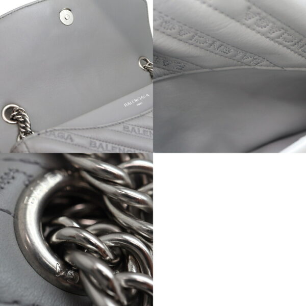 3762 7 Balenciaga BB Round Chain Shoulder Bag Leather Gray