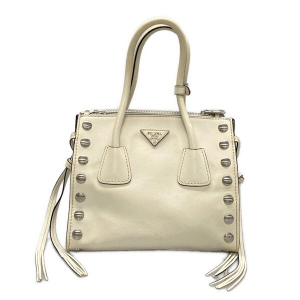 37626800 1 Prada Handbag Studded Leather Ivory