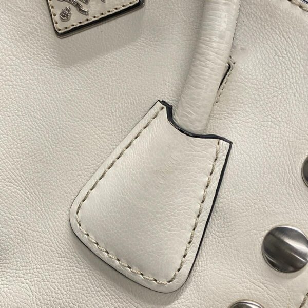 37626800 16 Prada Handbag Studded Leather Ivory