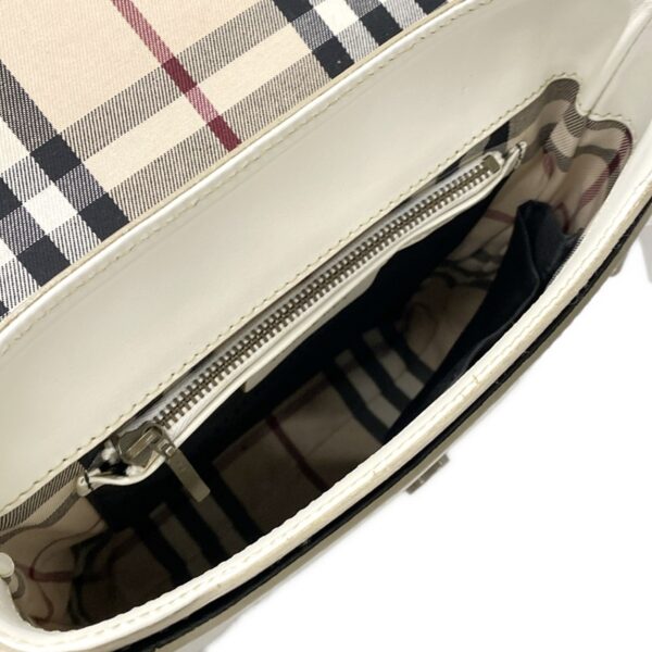 37627712 10 Burberry Shoulder Bag Plaid Pattern Lining Leather White