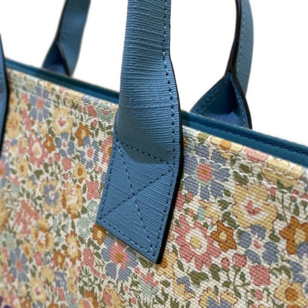 37629106 16 Gucci Tote Bag Liberty Floral Pattern Canvas Leather White Blue Multi