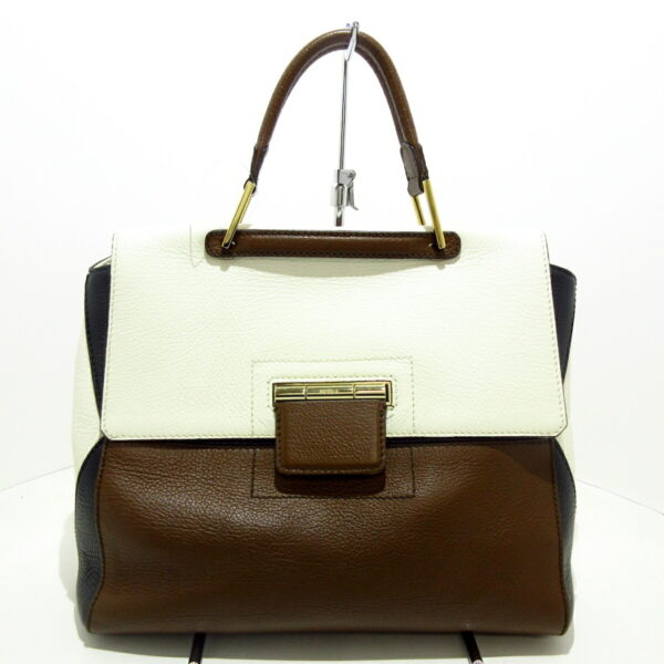 37674959 1 Furla Handbag Leather Brown Ivory Black