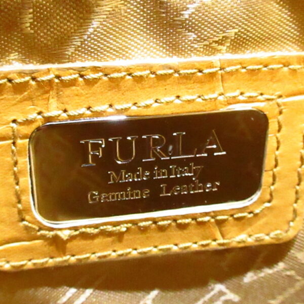 37675377 8 Furla Handbag Croco Embossed Leather Brown