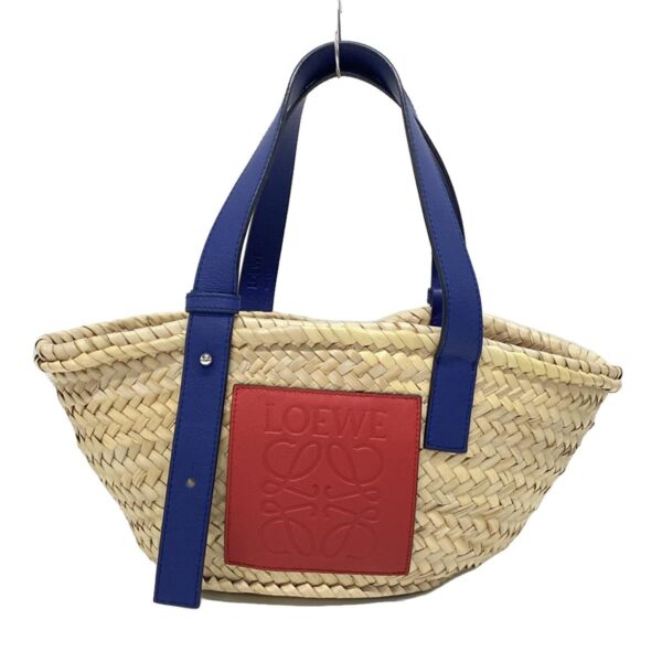 37676790 1 Loewe Basket Tote Bag Basket Bag Leather Beige Blue Multi