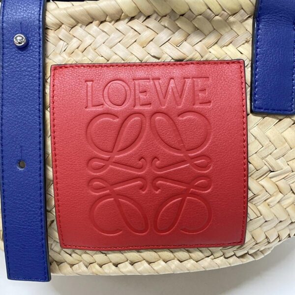 37676790 12 Loewe Basket Tote Bag Basket Bag Leather Beige Blue Multi