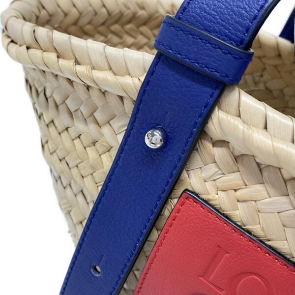 37676790 17 Loewe Basket Tote Bag Basket Bag Leather Beige Blue Multi