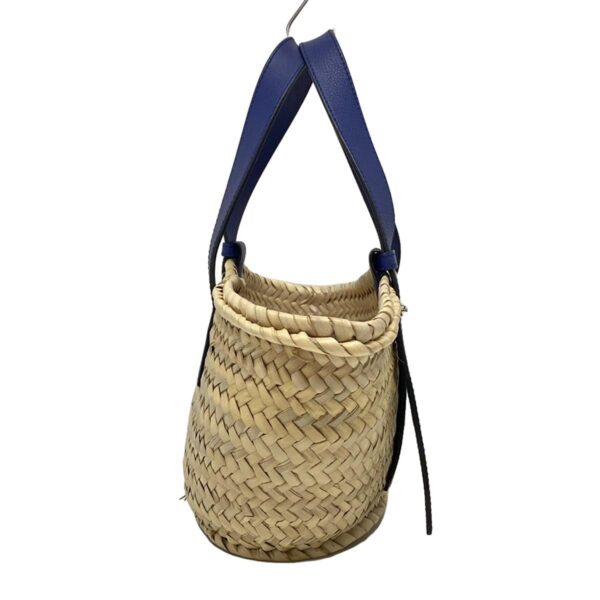 37676790 2 Loewe Basket Tote Bag Basket Bag Leather Beige Blue Multi