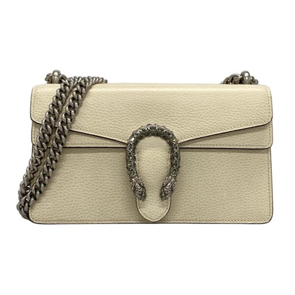 37791398 1 Gucci Dionysus Chain Shoulder Double Flap Bag Leather White