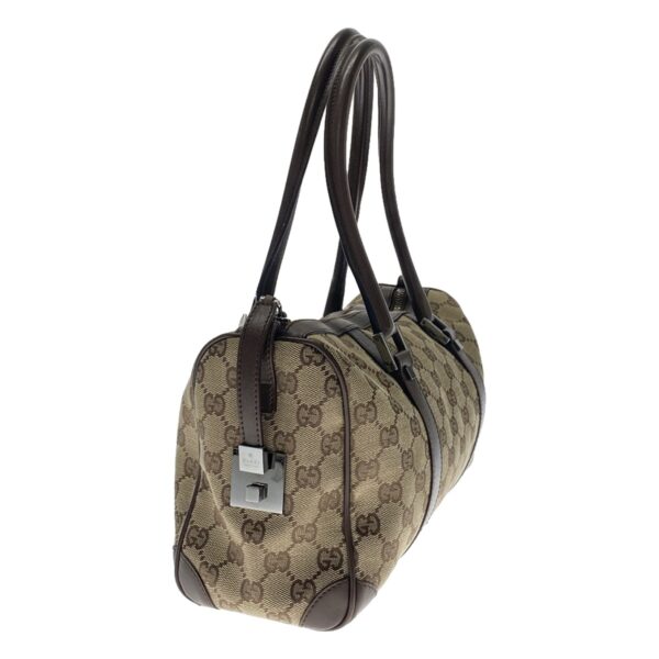 37794328 2 Gucci GG Pattern Mini Handbag Jacquard Leather Beige Brown