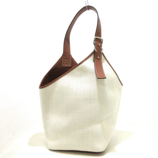 37872803 1 Loewe Balloon Shoulder Bag Linen Calfskin White Brown