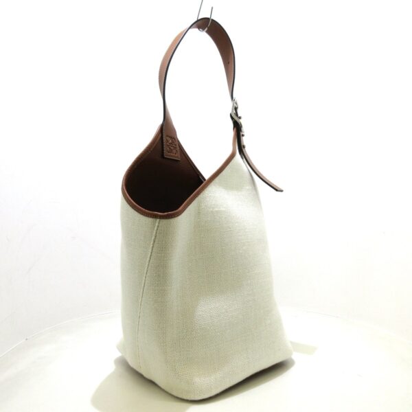 37872803 2 Loewe Balloon Shoulder Bag Linen Calfskin White Brown