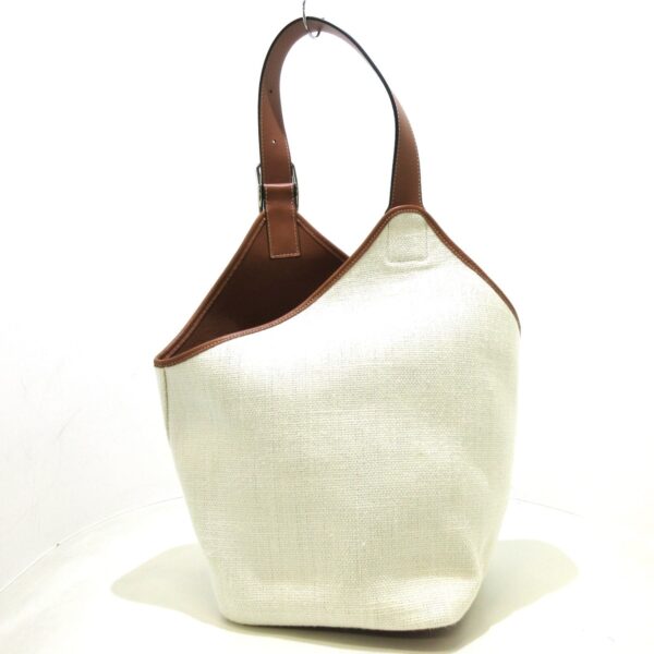 37872803 3 Loewe Balloon Shoulder Bag Linen Calfskin White Brown