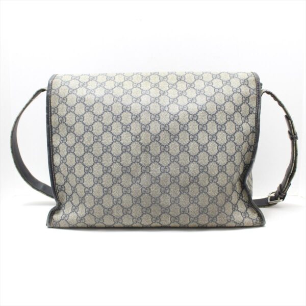 37876814 3 Gucci GG Plus GG Supreme Shoulder Bag Leather Light Gray Navy