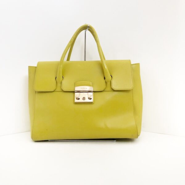 37891391 1 Furla Metropolis Satchel Handbag Leather Yellow Green