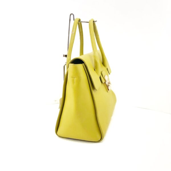 37891391 2 Furla Metropolis Satchel Handbag Leather Yellow Green