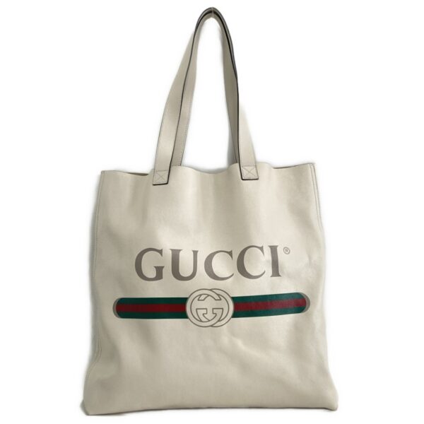 37900922 1 Gucci Sherry Web Tote Bag Leather White Gray Beige Multi