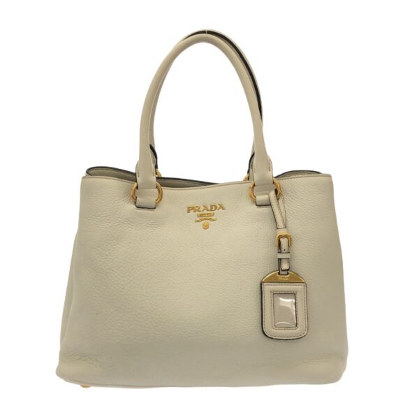 37905842 1 Prada Tote Bag Leather Tag Leather White