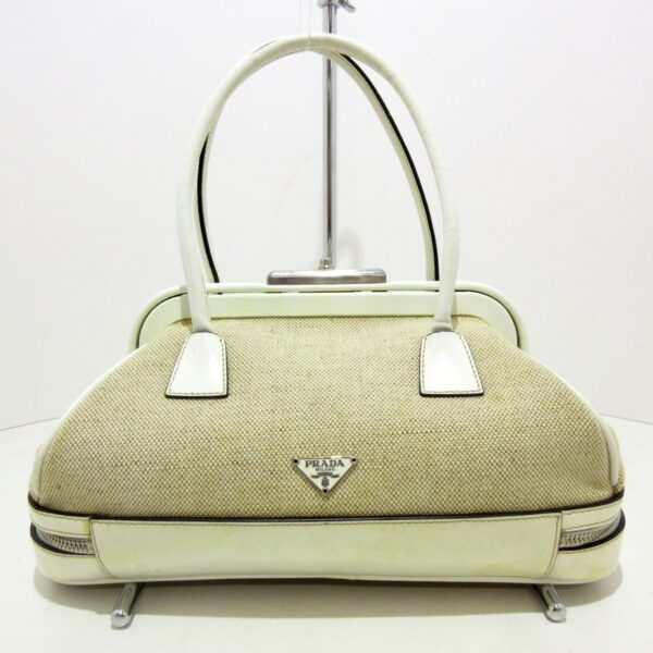 37905845 3 Prada Handbag Mini Bag Leather Beige White