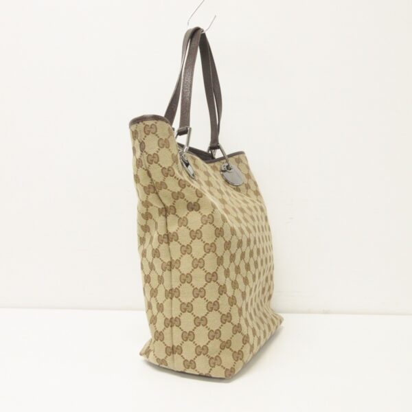 37907292 2 Gucci GG Pattern Eclipse Tote Bag Jacquard Leather Beige Brown