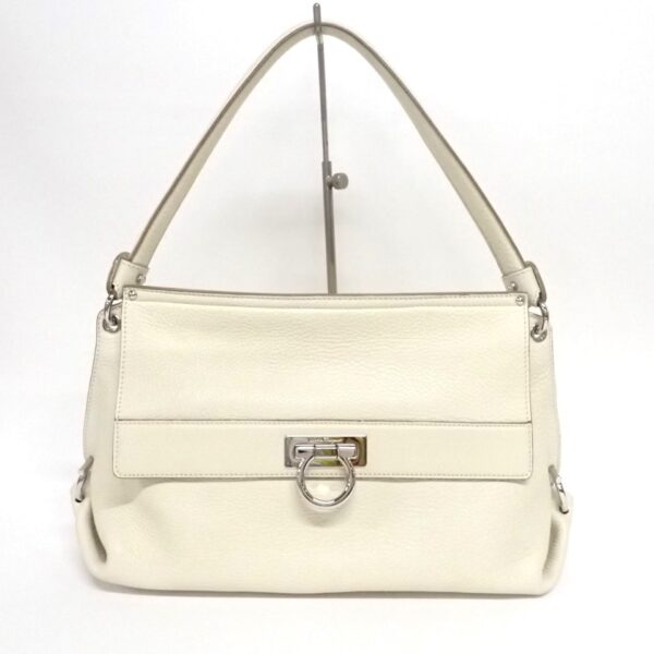 37907295 1 Salvatore Ferragamo Olivia Gancini Shoulder Bag Leather Ivory