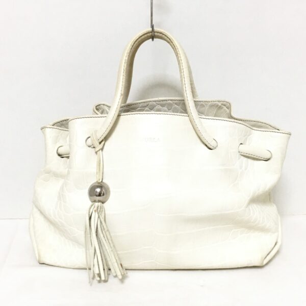 37913128 1 Furla Tote Bag Embossed Leather White