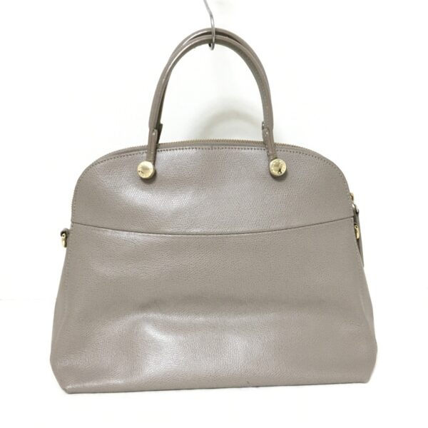 37920430 3 Furla Piper Handbag Leather Gray Beige