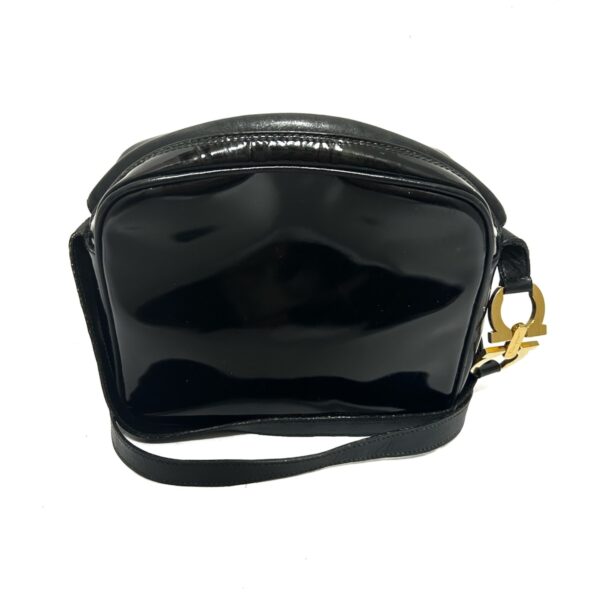 37921602 3 Salvatore Ferragamo Gancini Shoulder Bag Enamel Leather Black