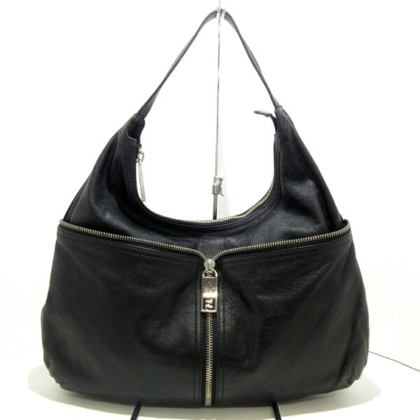 37921613 1 Fendi Unzipped Shoulder Bag Leather Black