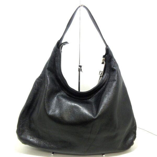 37921613 3 Fendi Unzipped Shoulder Bag Leather Black