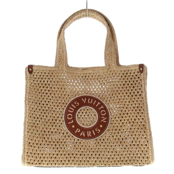 37927526 1 Louis Vuitton On the Go MM Tote Bag Natural Raffia Tan