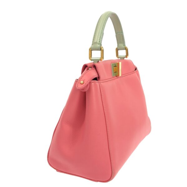 37931883 2 Fendi Peekaboo Iconic Small Handbag Nappa Leather Pink Light Green