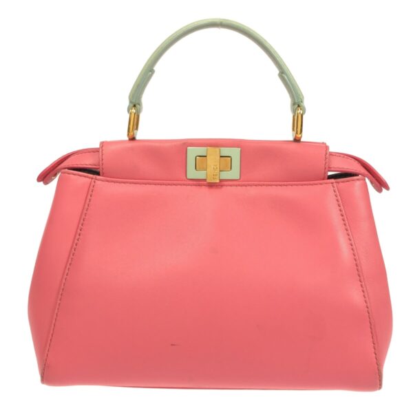 37931883 3 Fendi Peekaboo Iconic Small Handbag Nappa Leather Pink Light Green