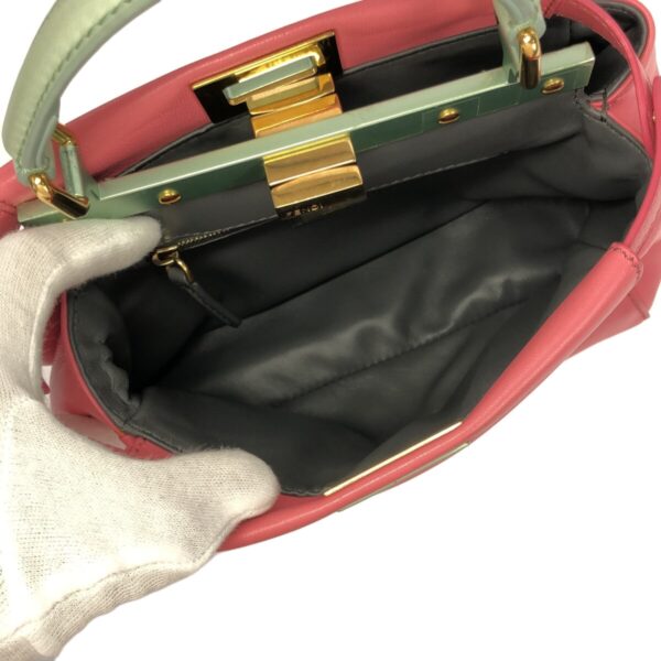 37931883 6 Fendi Peekaboo Iconic Small Handbag Nappa Leather Pink Green