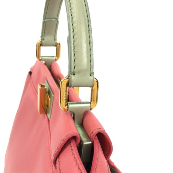 37931883 9 Fendi Peekaboo Iconic Small Handbag Nappa Leather Pink Green