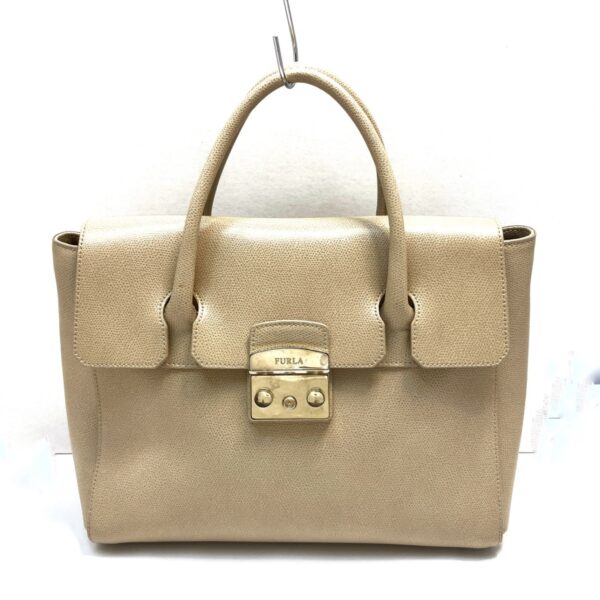 37939859 1 Furla Metropolis Satchel Handbag Leather Beige