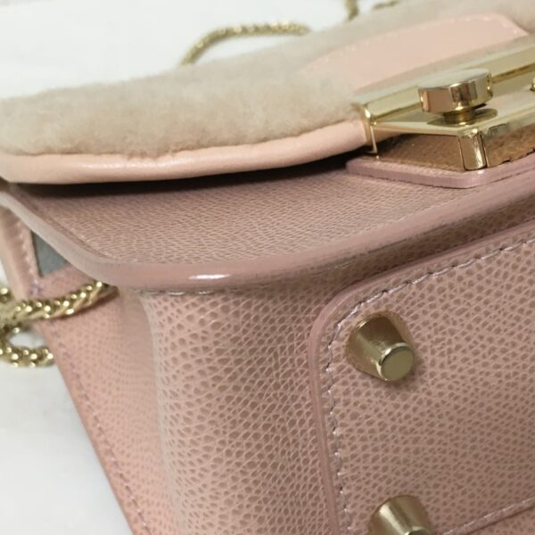 37939928 5 Furla Metropolis Shoulder Bag Chain Shoulder Flap Removable Leather Pink Beige