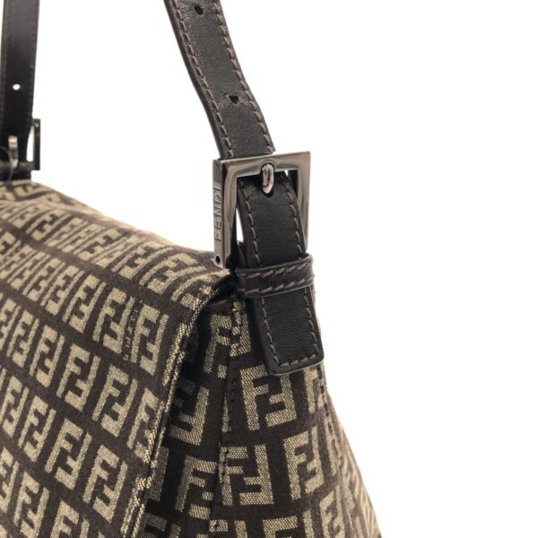 37941596 9 Fendi Mamma Bucket Shoulder Bag Zucchino Jacquard Leather Brown