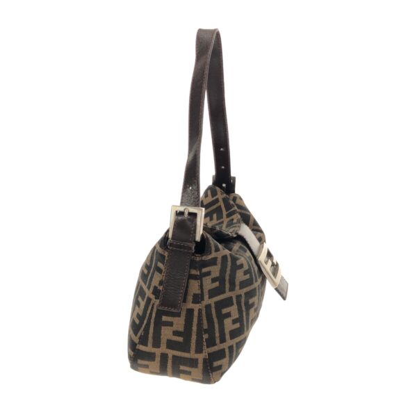 37941597 2 Fendi Zucca Pattern Shoulder Bag Jacquard Leather Beige Black Brown