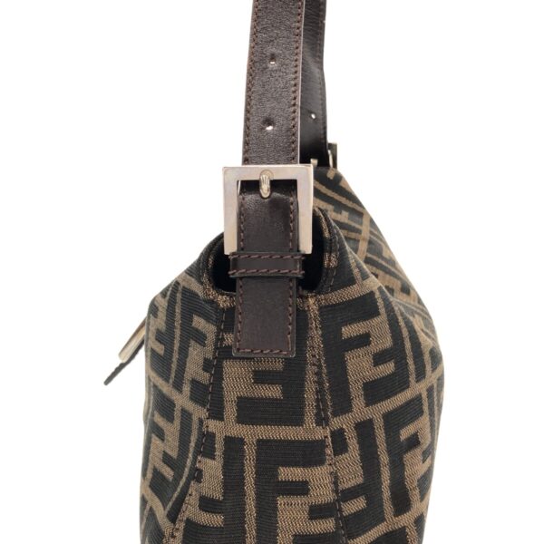 37941597 9 Fendi Zucca Pattern Shoulder Bag Jacquard Leather Beige Black Brown