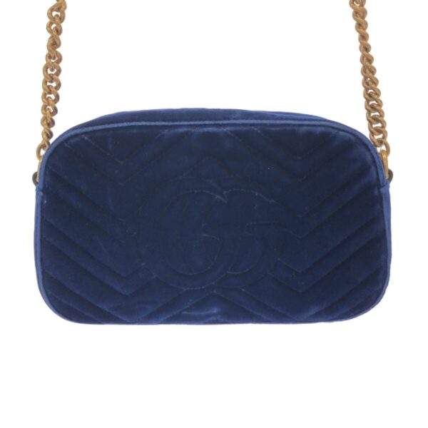 37941598 3 Gucci GG Marmont Quilted Small Shoulder Bag Chain Velor Blue