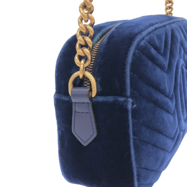 37941598 9 Gucci GG Marmont Quilted Small Shoulder Bag Chain Velor Blue