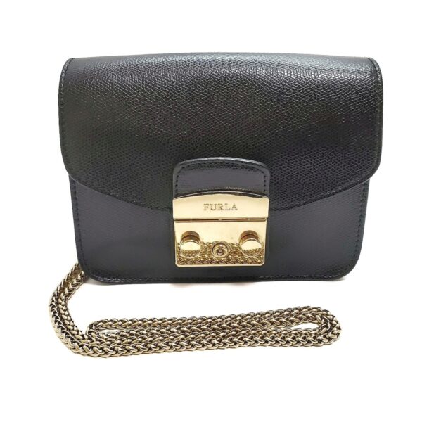 37954820 1 Furla Metropolis Shoulder Bag Chain Shoulder Leather Black