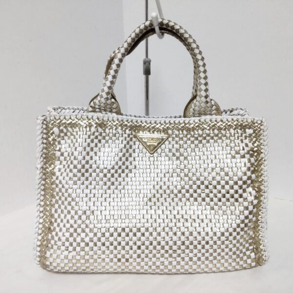 37954988 1 Prada Tote Bag Braided Leather White