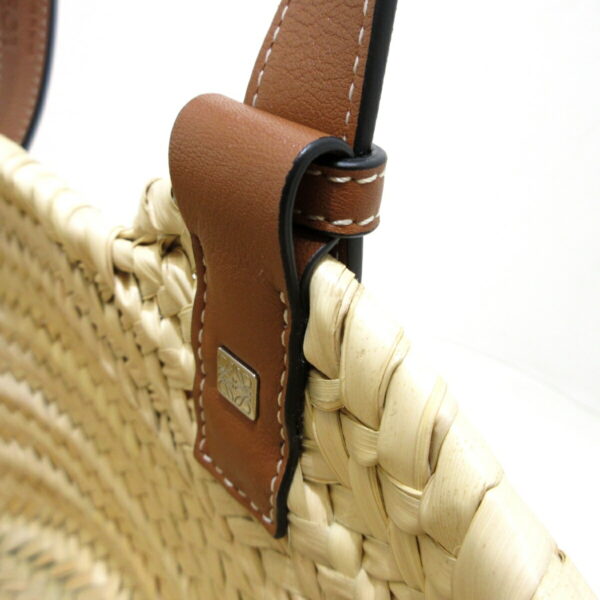 37960122 16 Loewe Basket Tote Bag Straw Leather Ivory Brown