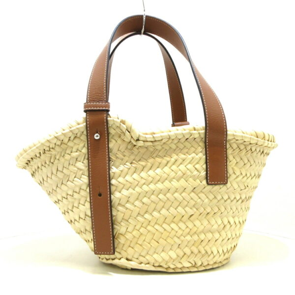 37960122 3 Loewe Basket Tote Bag Straw Leather Ivory Brown