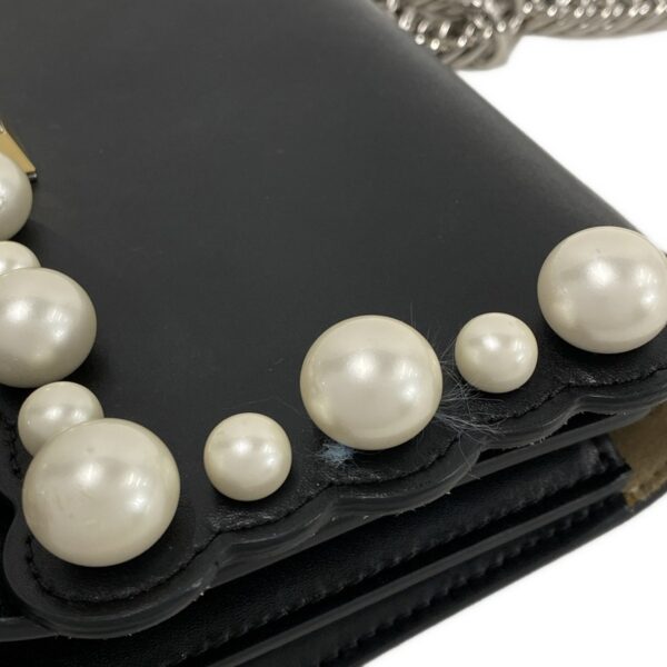 37961210 18 Fendi Mini Canai Shoulder Bag Pearl Chain Shoulder Leather Black